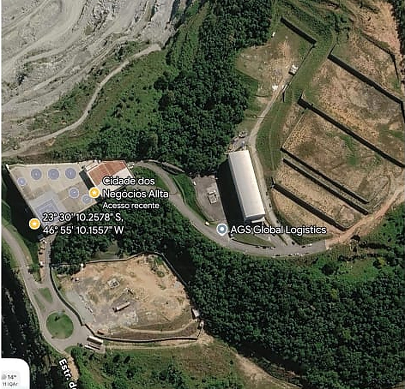 Imagem de satélite do local, enviada pela ALLTA